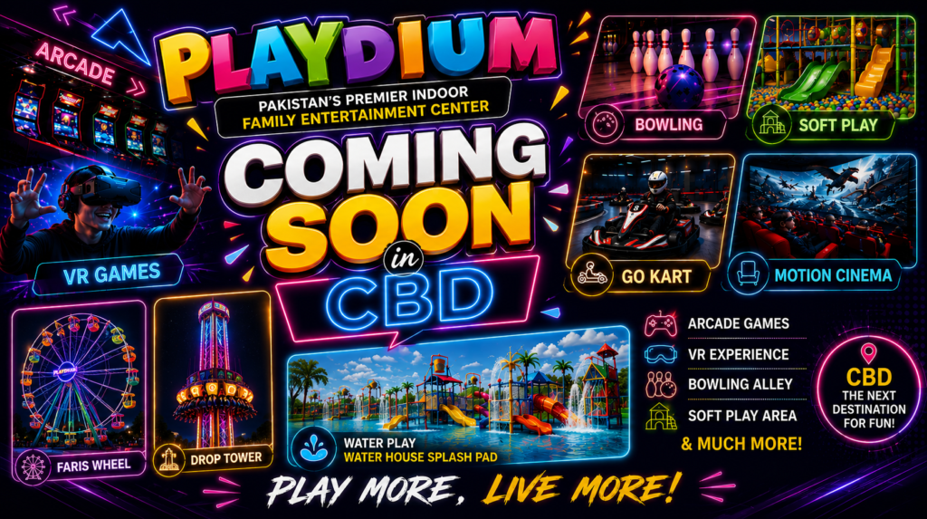 Playdium Lahore CBD – Arcade Games, Rides & Water Play Coming Soon